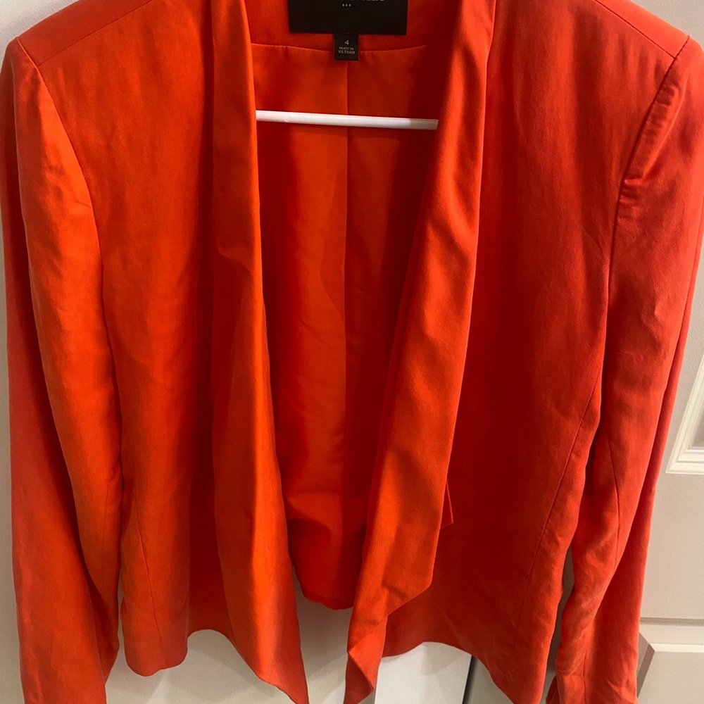 Banana Republic Orange Blazer Lightweight Open-Front Statement Piece